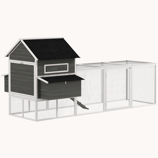 137" XL Chicken Coop with Dual Nesting Boxes & Secure Access