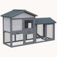Load image into Gallery viewer, 58" Wooden Rabbit Hutch with Run Area, Removable Tray & Lockable Doors, Dark Gray
