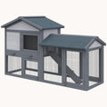Load image into Gallery viewer, 58" Wooden Rabbit Hutch with Run Area, Removable Tray & Lockable Doors, Dark Gray
