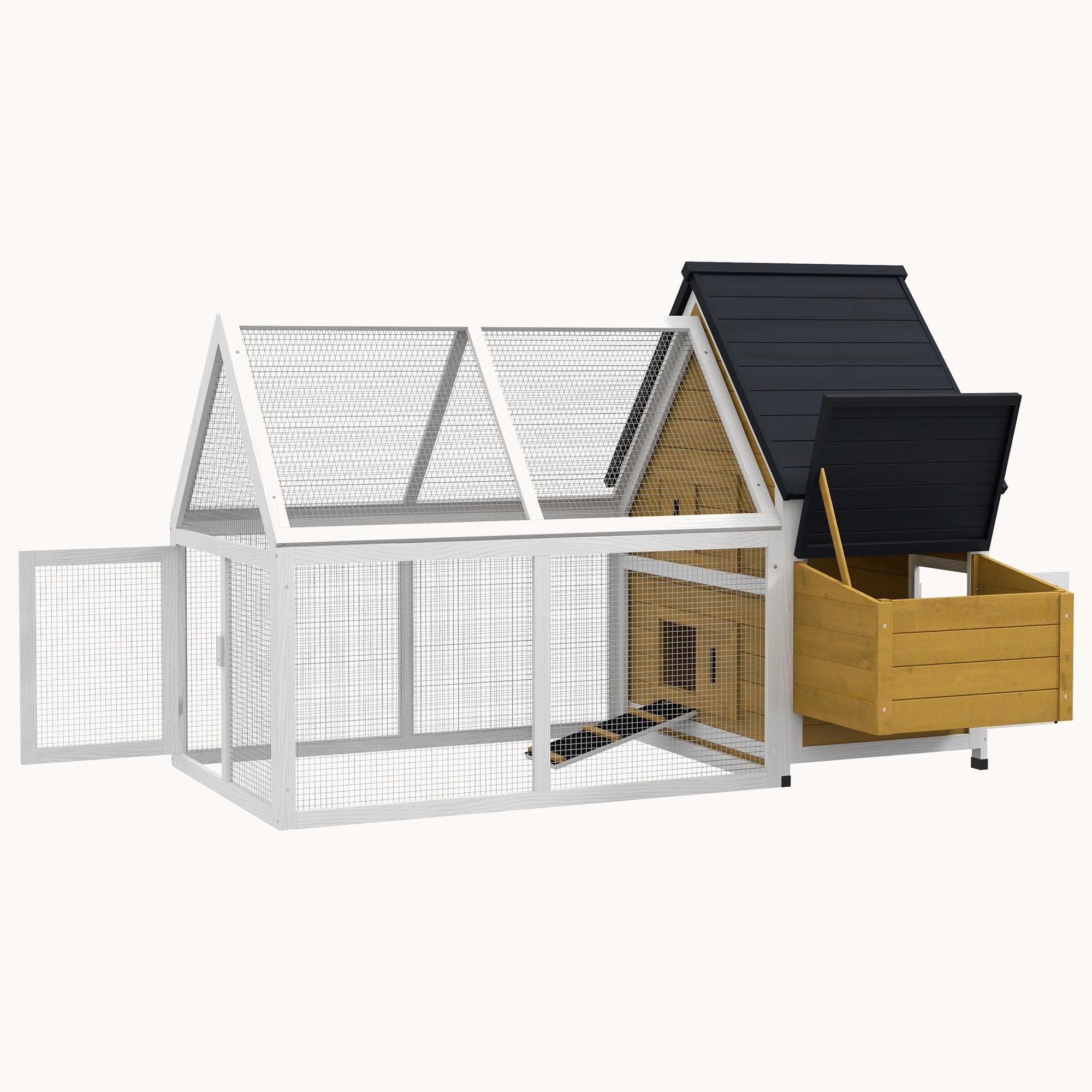 65" Backyard Chicken Coop with Detachable Run, Nesting Box, Roosting Bars, Natural