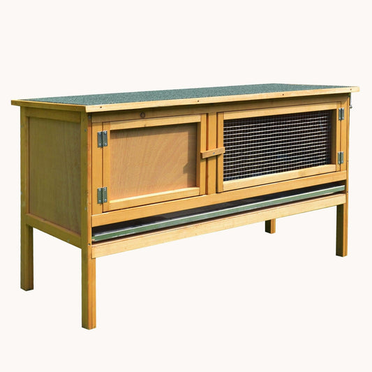 Fir Wood Rabbit Hutch with Openable Waterproof Roof & Leakproof Tray