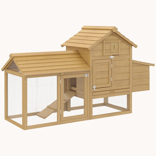 59" Petite Chicken Coop  with 2 Doors Nesting Box Natural
