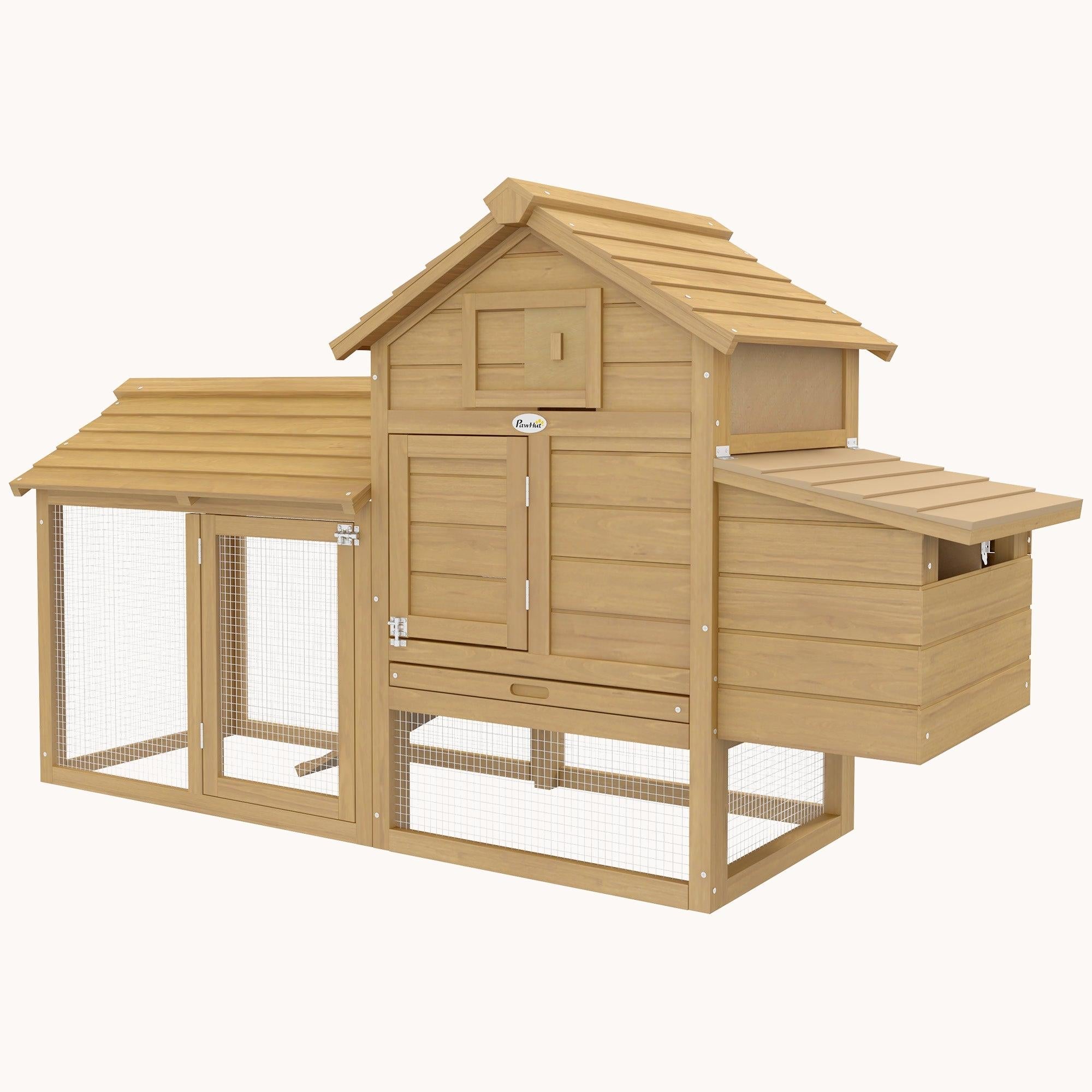 59" Petite Chicken Coop  with 2 Doors Nesting Box Natural