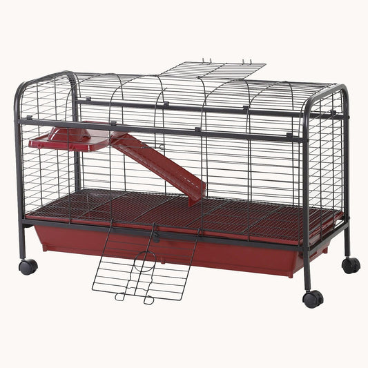 41" Small Animal Cage with Feeder, Wheels, Ramp, Platform