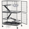 Load image into Gallery viewer, 50" 5-Tier Small Animal Cage with Hammock, 6-Door Design, Removable Tray, Silver
