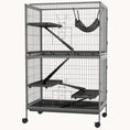 Load image into Gallery viewer, 50" 5-Tier Small Animal Cage with Hammock 6-Door Design Removable Tray Dark Gray
