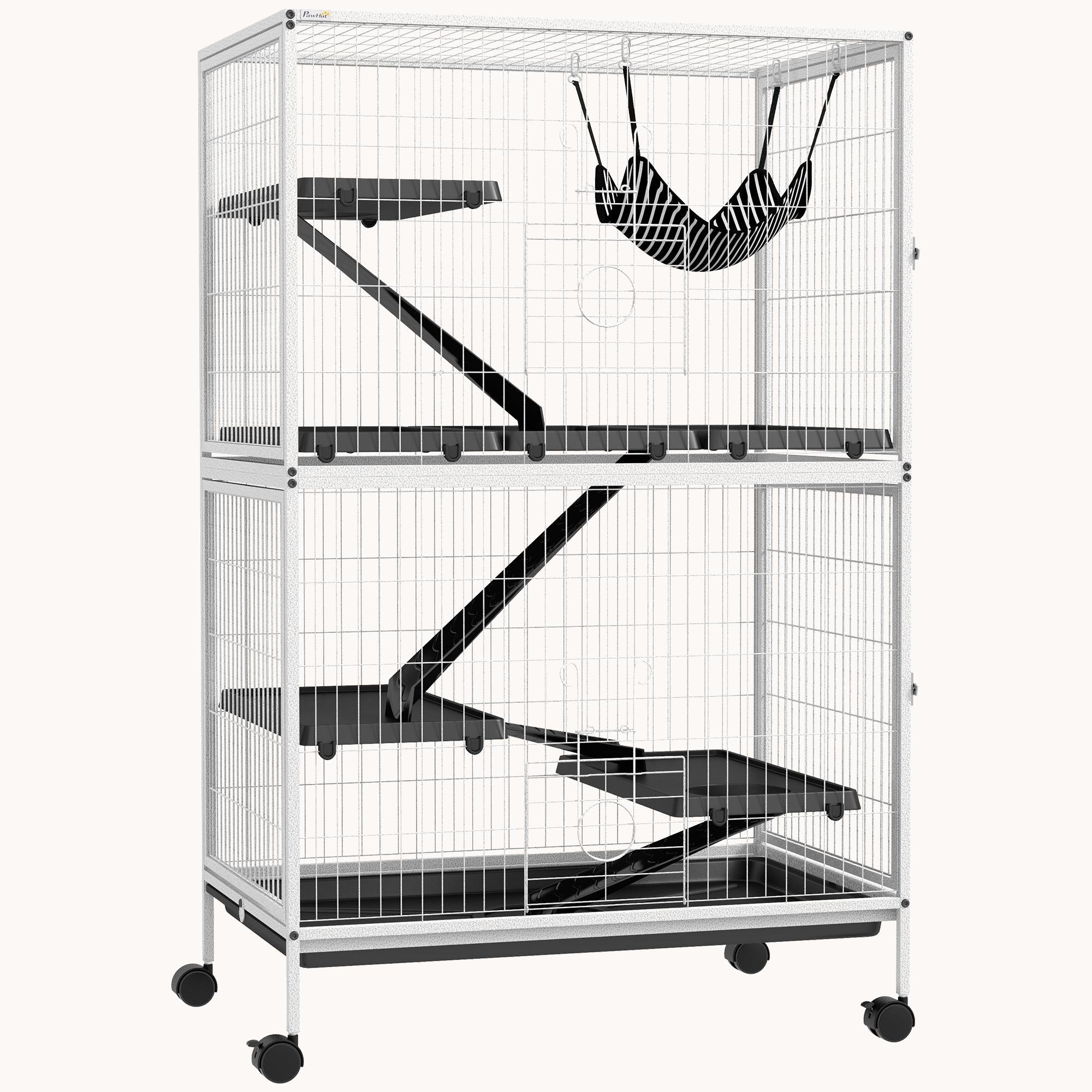 50" 5-Tier Small Animal Cage with 4 Doors & Removable Tray Light Gray