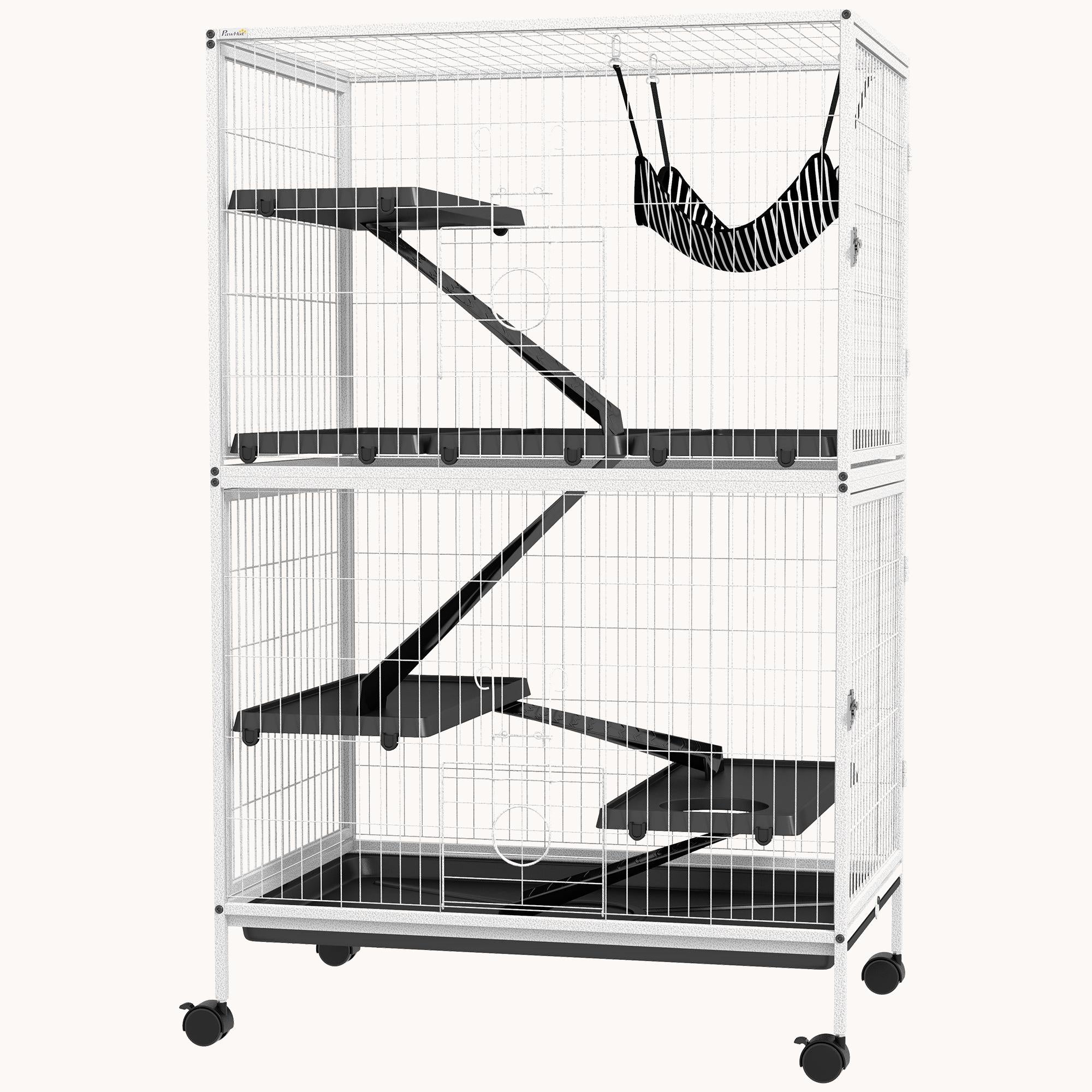 50" 5-Tier Small Animal Cage with 4 Doors & Removable Tray Light Gray