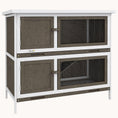 Load image into Gallery viewer, Wooden Rabbit Hutch with Ramp, Removable Tray & Weatherproof Roof, Brown
