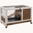 Load image into Gallery viewer, 36" Elevated Bunny Cage Indoor/Outdoor with Wheels for Small Pets Brown
