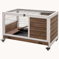 Load image into Gallery viewer, 36" Elevated Bunny Cage Indoor/Outdoor with Wheels for Small Pets Brown
