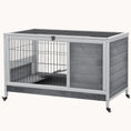 Load image into Gallery viewer, Compact Rolling Wooden Rabbit Hutch with Easy-Clean Access Gray
