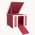 Load image into Gallery viewer, Small Rabbit Hutch with Raised Platform & Ramp Red
