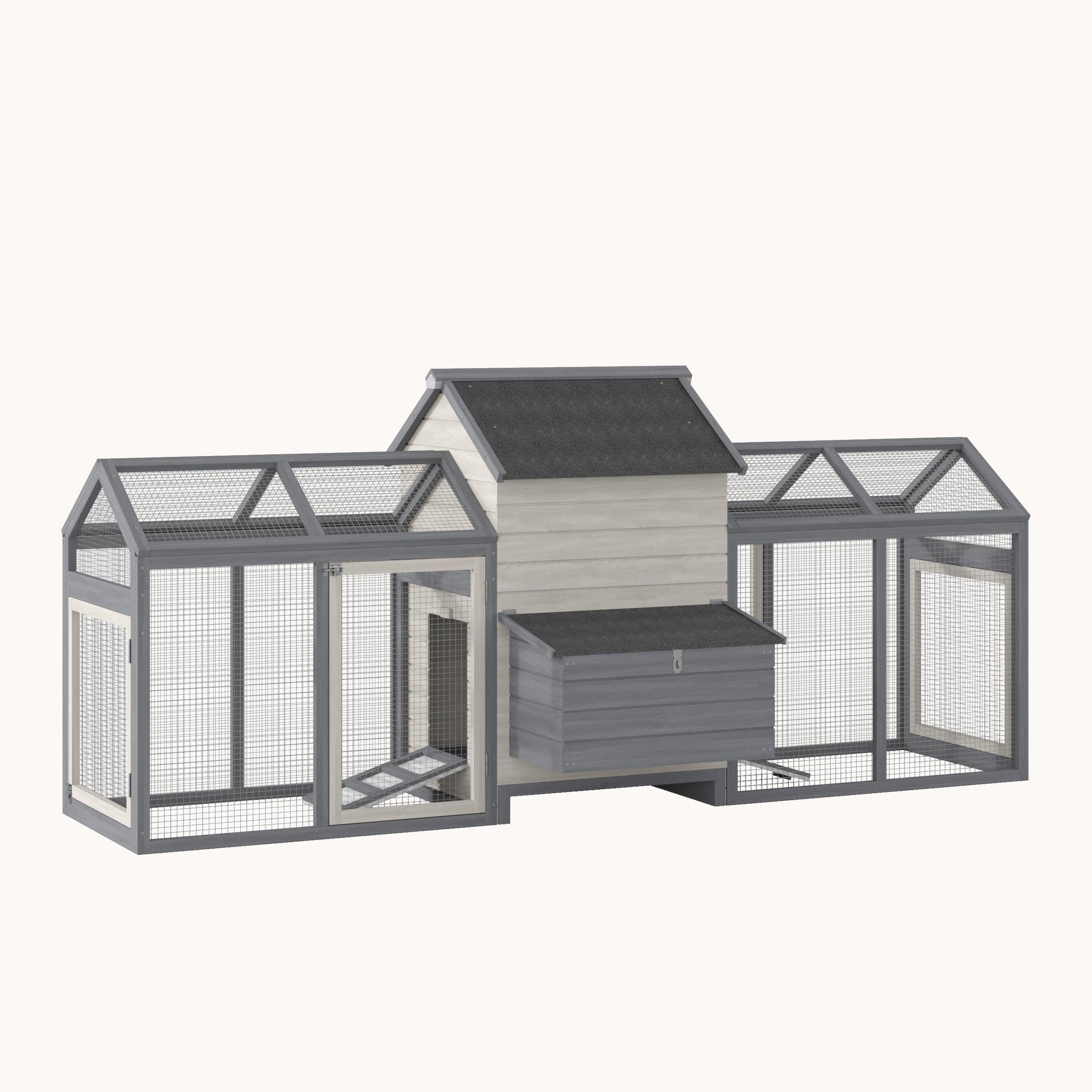 100" Wooden Chicken Coop/Large Rabbit Hutch with Double Run, Nesting Box