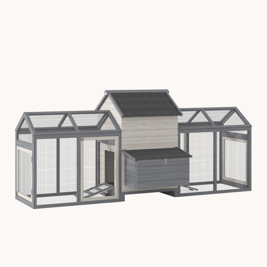 100" Wooden Chicken Coop/Large Rabbit Hutch with Double Run, Nesting Box
