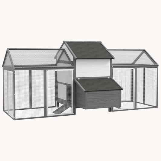 100" Wooden Chicken Coop/Large Rabbit Hutch with Double Run, Nesting Box