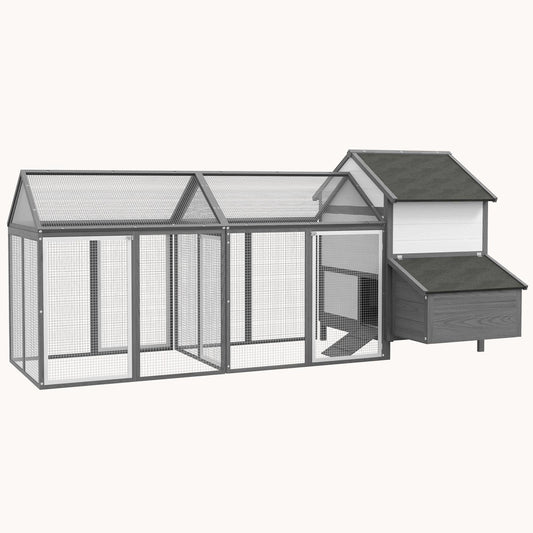 100" Wooden Chicken Coop/Large Rabbit Hutch with Double Run, Nesting Box