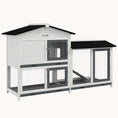 Load image into Gallery viewer, 62" Wooden Rabbit Hutch with Run Area, Removable Tray, Asphalt Roof, Lockable Doors, White
