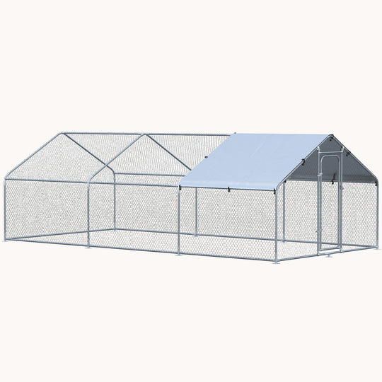 9.8' x 19.7' x 6.4' Spire Shaped Walk-in Fence Cage Hen House for Outdoor and Yard Farm Use