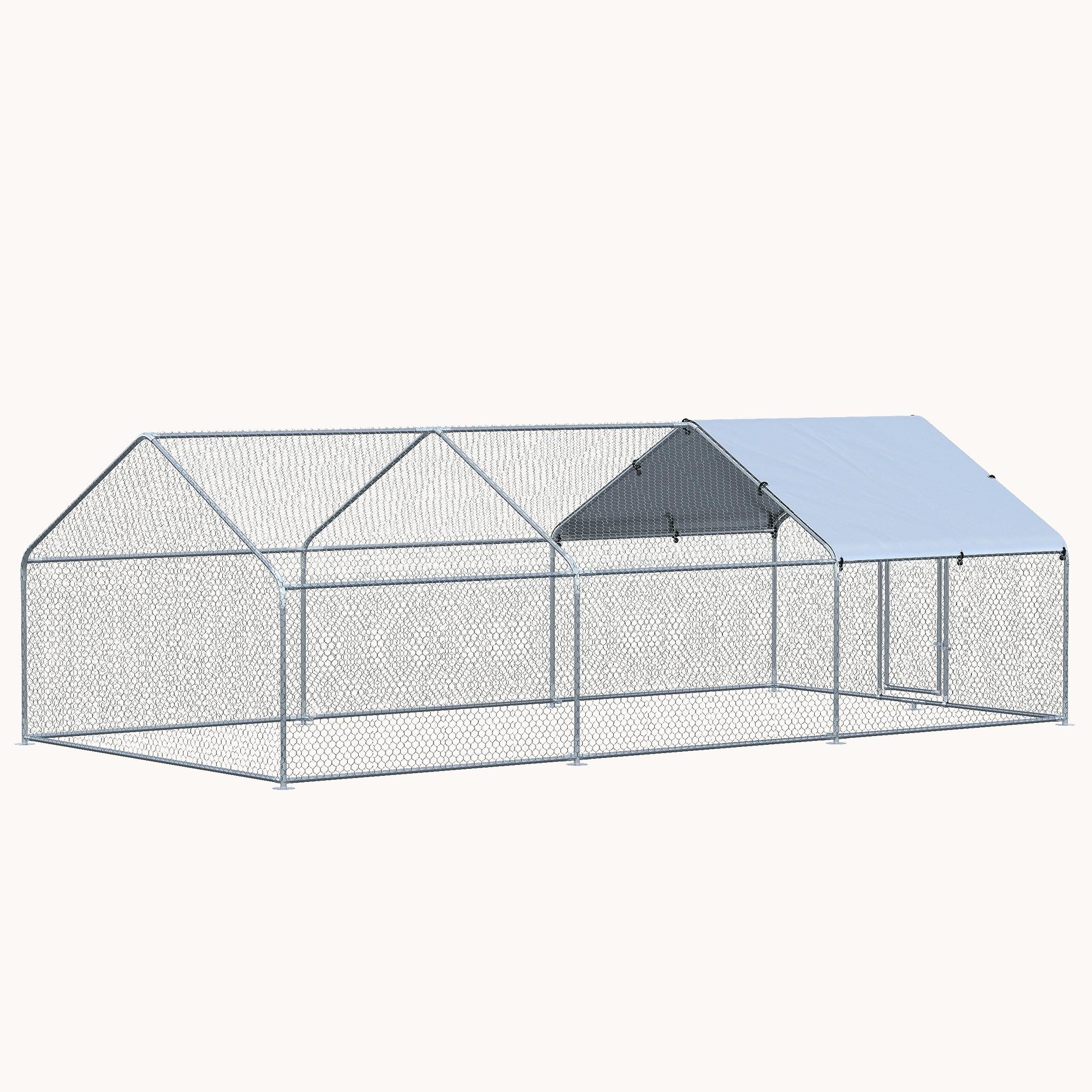 9.8' x 19.7' x 6.4' Spire Shaped Walk-in Fence Cage Hen House for Outdoor and Yard Farm Use