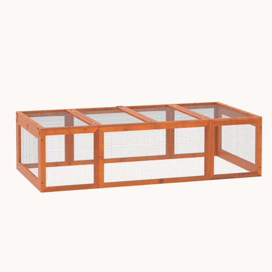 Large Wooden Rabbit Hutch with Outdoor Run & Lockable Doors, Natural