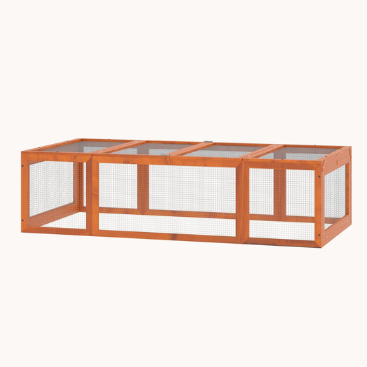 Large Wooden Rabbit Hutch with Outdoor Run & Lockable Doors, Natural