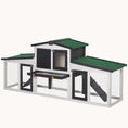 Load image into Gallery viewer, Large Outdoor Wooden Rabbit Hutch with Double Runs & Removable Tray, 78"x19"x34", Gray
