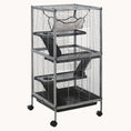 Load image into Gallery viewer, 4-Tier Small Animal Cage with Wheels Hammock Removable Tray Gray
