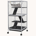 Load image into Gallery viewer, 4-Tier Small Animal Cage with Wheels Hammock Removable Tray Light Gray
