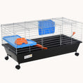 Load image into Gallery viewer, 35"L Rolling Small Animal Cage with Platform, Ramp, Food Dish, Water Bottle - Black
