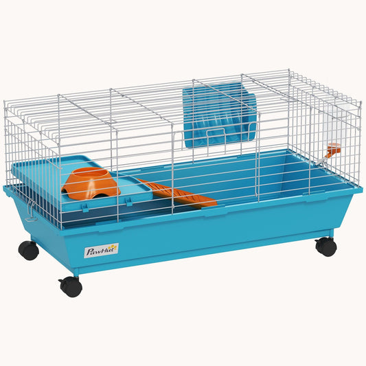 35"L Mobile Bunny Haven Rolling Rabbit Cage with Accessories
