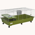 Load image into Gallery viewer, 47" Small Animal Cage with Wheels, Food Dish, Water Bottle, Platform, Green
