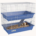 Load image into Gallery viewer, 28" 2-Tier Small Animal Cage with 2 Doors, Deep Base, Ramp, Dish & Bottle, Blue
