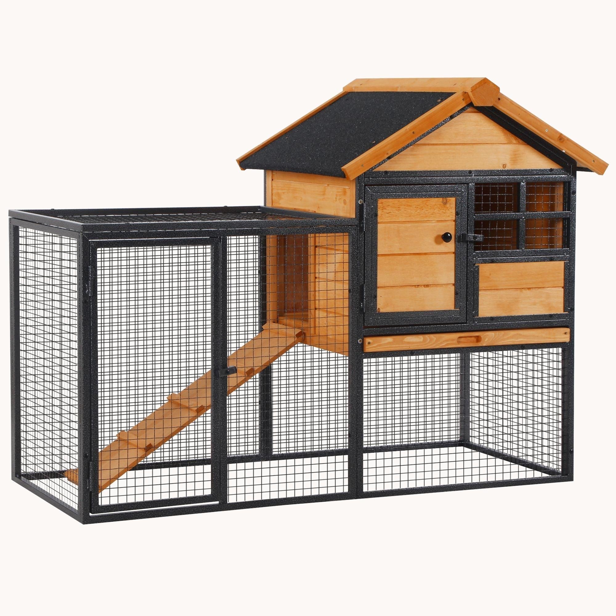 48" 2-Level Rabbit Hutch & Playpen for Rabbits Chickens Ducks