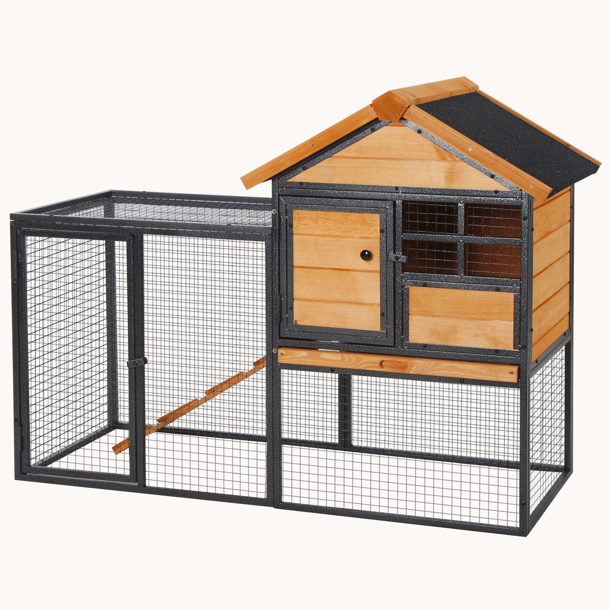 48" 2-Level Rabbit Hutch & Playpen for Rabbits Chickens Ducks