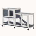 Load image into Gallery viewer, Wooden 2-Story Rabbit Hutch with Wheels 57.75" x 18" x 32.5" Gray
