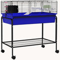 Load image into Gallery viewer, Two-Story Pet Cage with Removable Stand, Shelf & Wheels, 35.25"x18.5"x33", Blue
