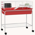 Load image into Gallery viewer, Two-Story Pet Cage with Removable Stand, Shelf & Wheels, 35.25"x18.5"x33", Red
