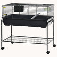 Load image into Gallery viewer, Two-Story Pet Cage with Removable Stand, Shelf & Wheels, 39"x20.5"x36.5", Black
