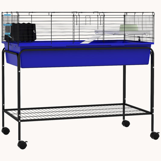 Two-Story Pet Cage with Removable Stand, Shelf & Wheels, 39"x20.5"x36.5", Blue