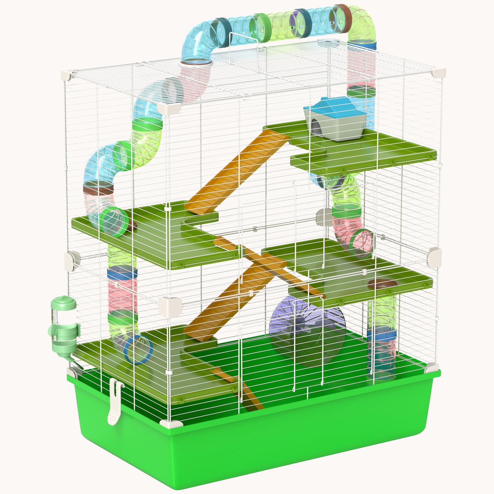 5-Tier 23" Hamster Habitat with Tunnel & Exercise Wheel Green