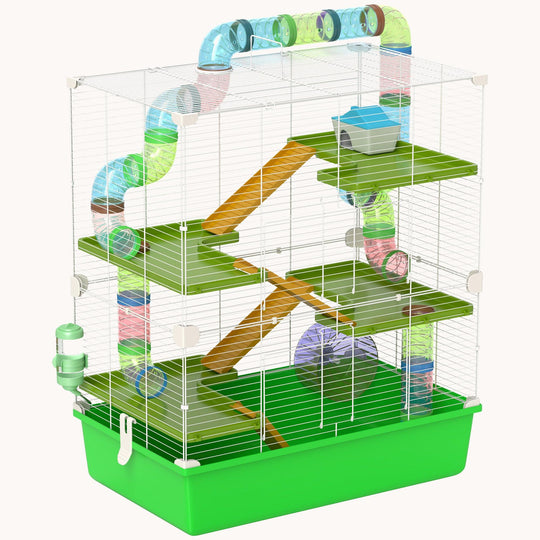 5-Tier 23" Hamster Habitat with Tunnel & Exercise Wheel Green