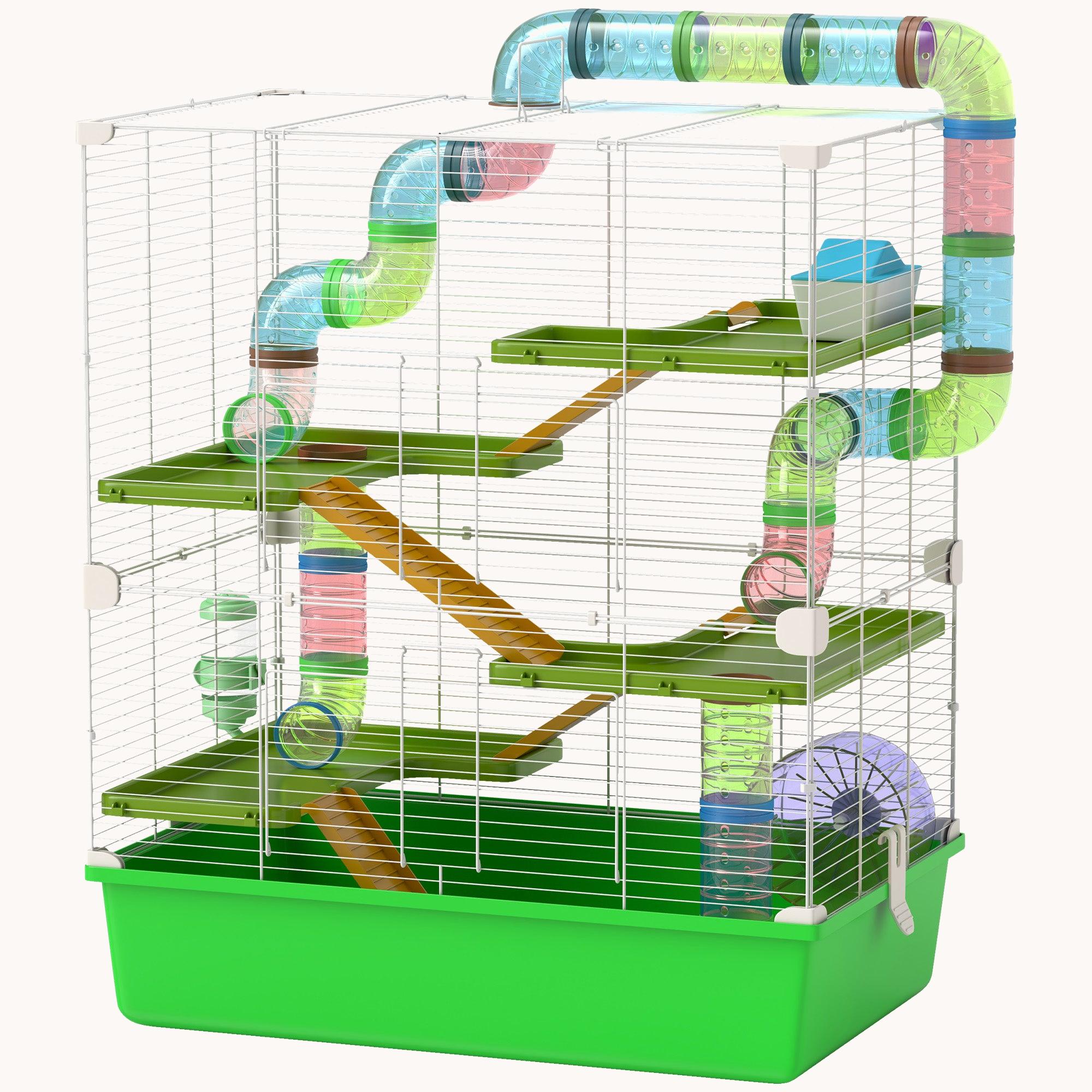 5-Tier 23" Hamster Habitat with Tunnel & Exercise Wheel Green