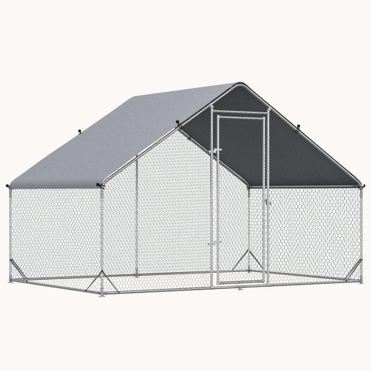 9.8' x 6.6' x 6.6' Spire-Shaped Metal Chicken Run with Waterproof and Anti-UV Cover