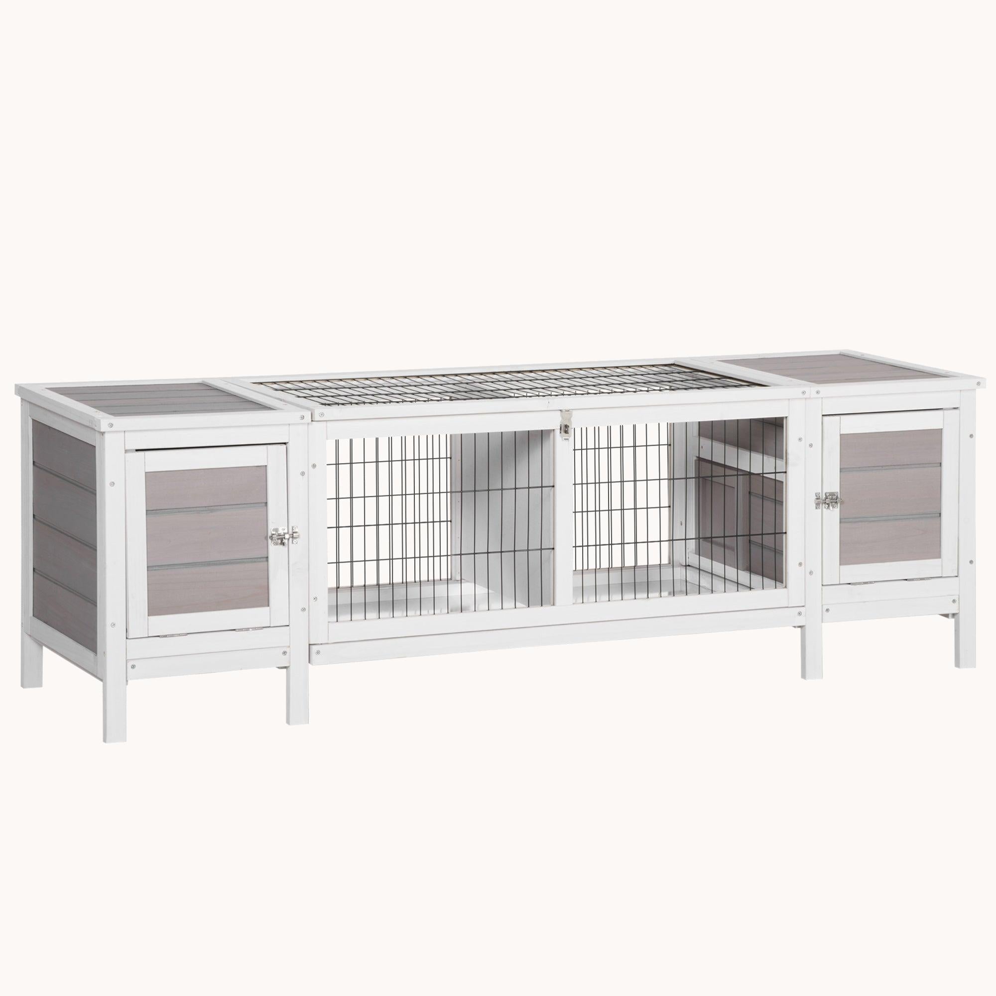 White Indoor Rabbit & Guinea Pig Cage with Pull-Out Tray & Divider Board, White