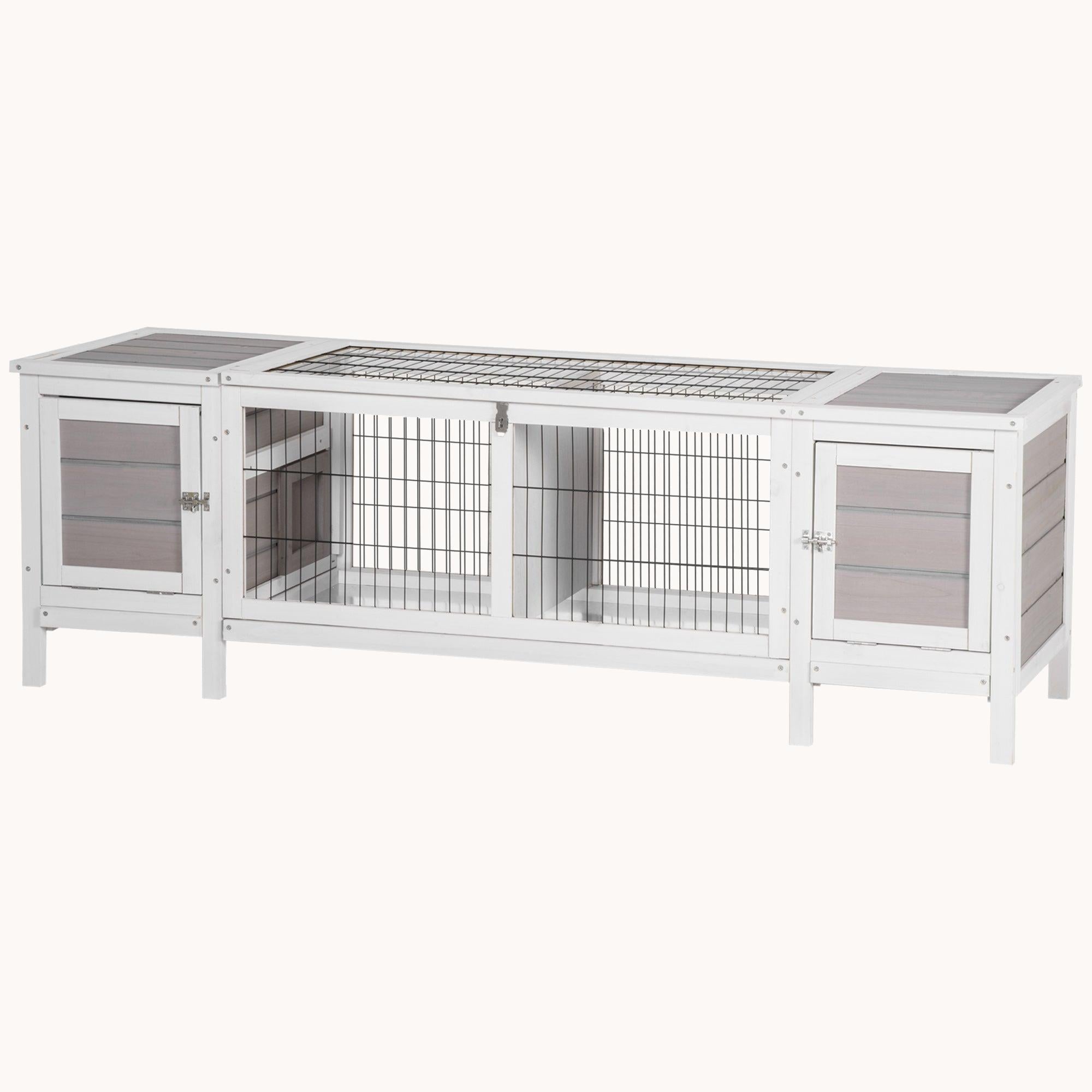 White Indoor Rabbit & Guinea Pig Cage with Pull-Out Tray & Divider Board, White