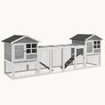 Load image into Gallery viewer, 102" Wooden Rabbit Hutch with 2 Run Boxes, No-Leak Tray & Ramp, Gray

