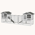 Load image into Gallery viewer, 102" Wooden Rabbit Hutch with 2 Run Boxes, No-Leak Tray & Ramp, Gray
