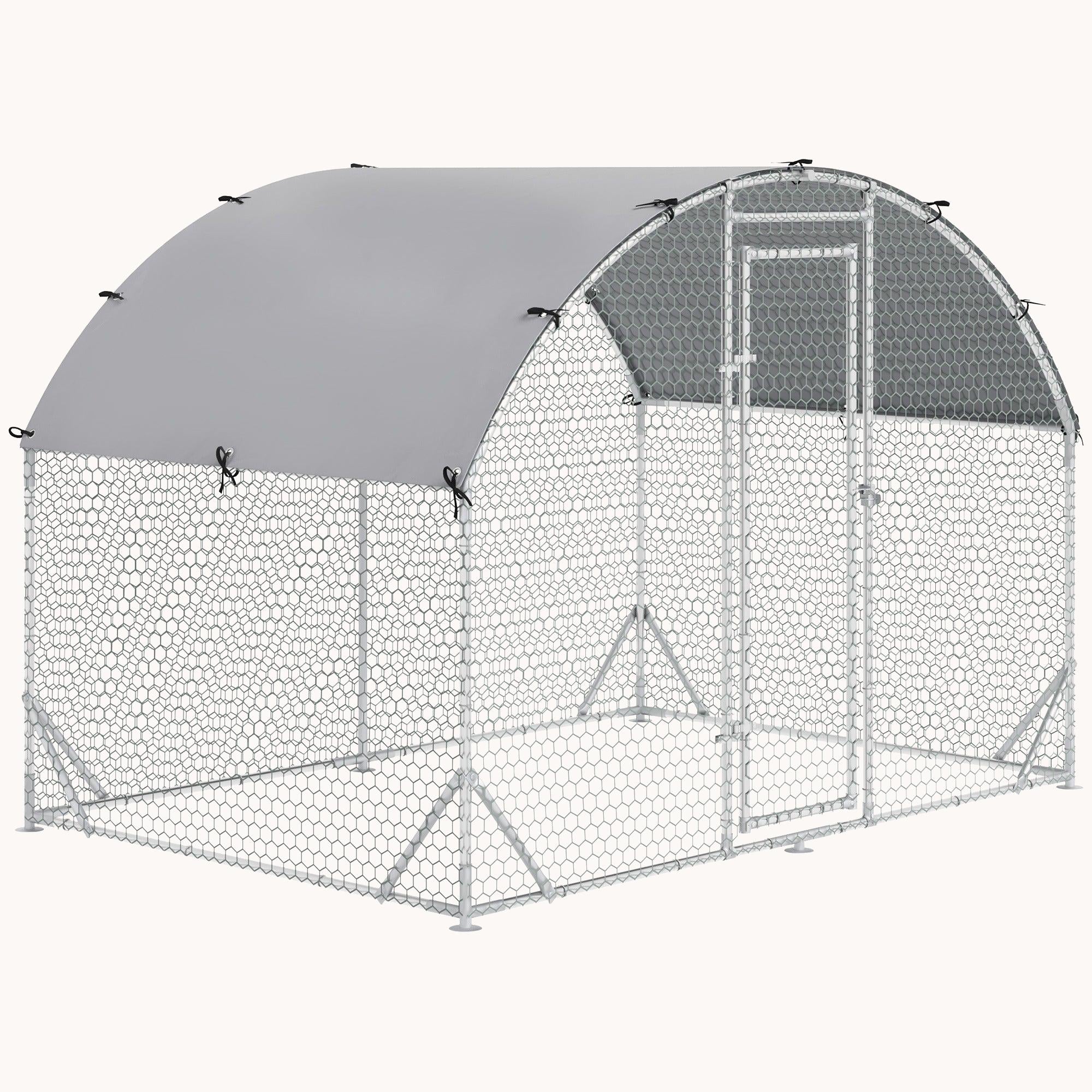 9.2' x 6.2' x 6.5' Large Metal Chicken Coop Run with Waterproof and Anti-UV Cover, Dome Shaped