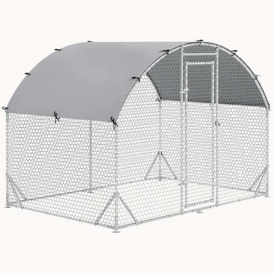 9.2' x 6.2' x 6.5' Large Metal Chicken Coop Run with Waterproof and Anti-UV Cover, Dome Shaped